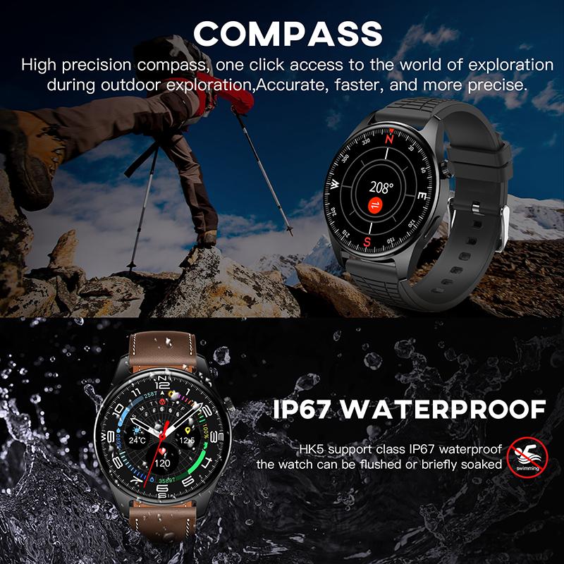 Rugged Military Smartwatch for Men with LED Flashlight, Compass, ECG Heart Rate & Sleep Monitor, and 24 7 Fitness Tracking - Android, Bluetooth For Samsung Phone