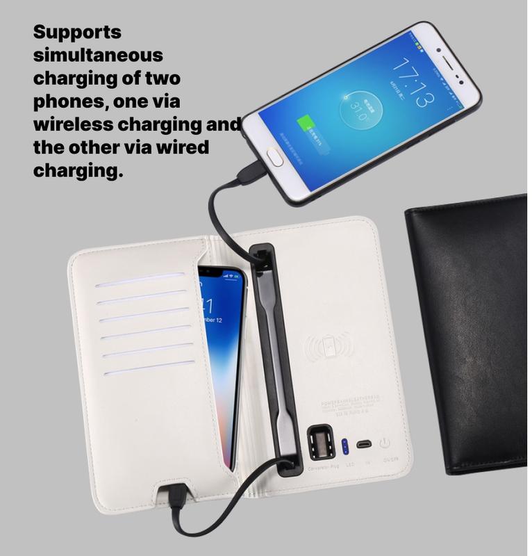 Wireless Charging wallet,built-in powerbank,For smartphone battery life,complete all the functions of a regular wallet,perfect as a Christmas gift power bank