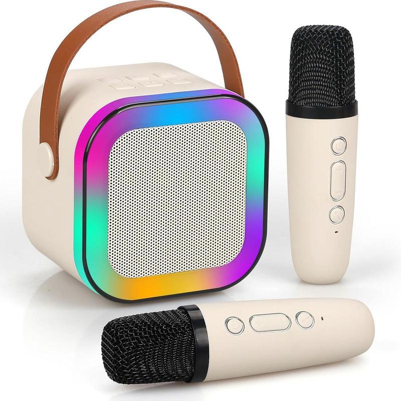 Fall Portable Wireless Karaoke Speaker with Microphone, HIFI Stereo Sound Subwoofers, KTV Speaker Subwoofer with RGB Colorful LED Lights, Karaoke Machine Sound System for Outdoor Sports Travel, Audio Device, Room Accessories