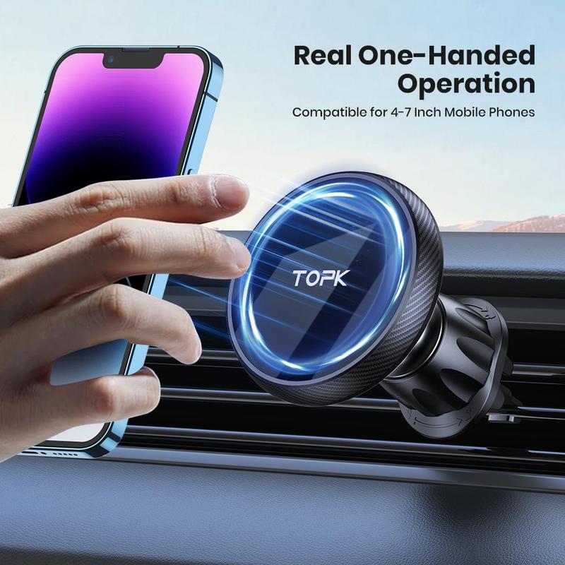 TOPK Magnetic Air Vent Car Phone Holder, Powerful Magnetism Car Cell Phone Mount, Universal Car Accessories for Most Smartphones