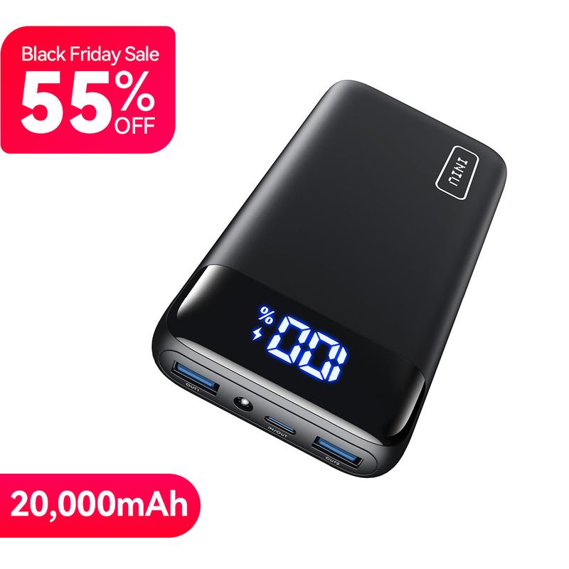 INIU 20000mAh Power Bank, 22.5W  Fast Charging Portable Charger USB C in & Out  PD 3.0+QC 4.0 LED Display Phone Battery Pack Compatible with iPhone 16 15 14 13 12 Pro Samsung S21 Google LG iPad Tablet, etc. USB Type-C Accessories