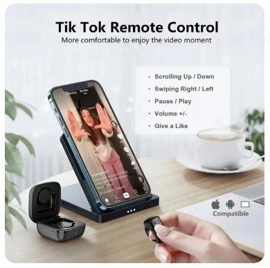 Xring Scrolling Ring Remote Control Scroller Page Turner,Bluetooth Camera Video Recording Remote,Music Control, for iPhone ,iPad ,iOS,Android,Pink Accessories Selfie Devices tiktok remote Bluetooth Remote