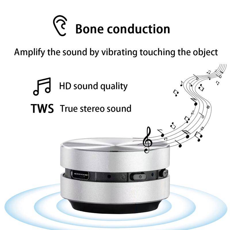 Bluetooth Speaker, Bone Conduction Portable Wireless Speaker with Louder Volume, Suction Cup Mounted, Crystal Clear Sound, Rich Bass, Mini Music Player for Home, Outdoor, Resonance Function for Dynamic Audio Experience bt speaker suction cup