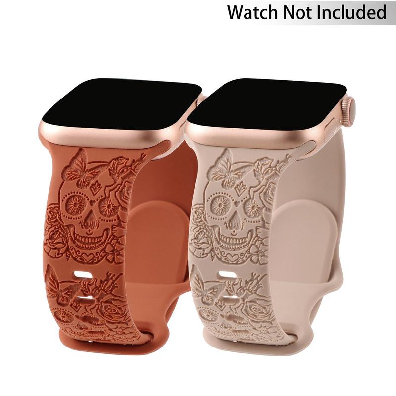 Fashion Skull Pattern Watch Band (Band Only), Soft Silicone Sport Wristband Replacement Band, Wearable Accessories Compatible with iWatch Ultra 1 2 Series SE 9 8 7 6 5 4 3 2 1