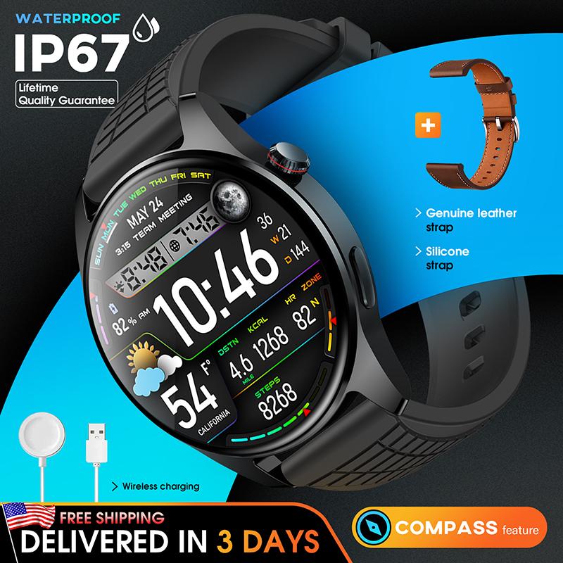 Rugged Military Smartwatch for Men with LED Flashlight, Compass, ECG Heart Rate & Sleep Monitor, and 24 7 Fitness Tracking - Android, Bluetooth For Samsung Phone