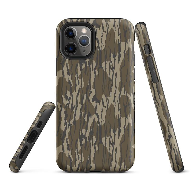 Camo Tough Case for iPhone, Mossy Oak Bottomland Phone Case iPhone 15Pro, 14, 13, 12, 11, 8, XR Mini, Pro Max, Plus Accessories Protection