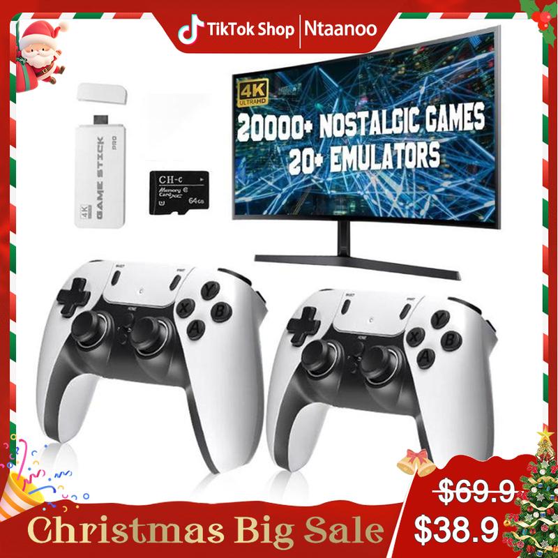 [Christmas Sale] 2025 Ntaanoo 20,000+ Retro Game Stick ,Retro Game Console,Revisit Classic Games Stick , Retro Play Plug and Play Video Games Stick 26 Emulators, 4K HDMI Output, Premium Competitive Dual Controllers