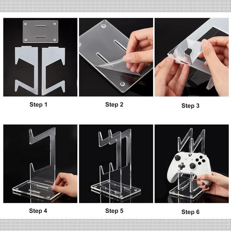 Game Controller Holder, 1 Count 2 Tiers Universal Dual Controller Stand, Headphone Holder, Acrylic Clear Controller Display Stand, Detachable Gamepad Desktop Stand [without Game Controller]