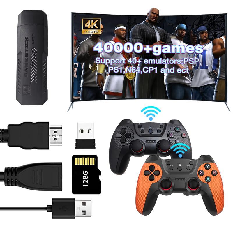 X2 ULTRA Retro Game Console Retro Play Game Stick 40+ Classic Emulators Plug and Play Built in 40000+ Games with 2.4G Wireless Controllers(128G) x2  ultra