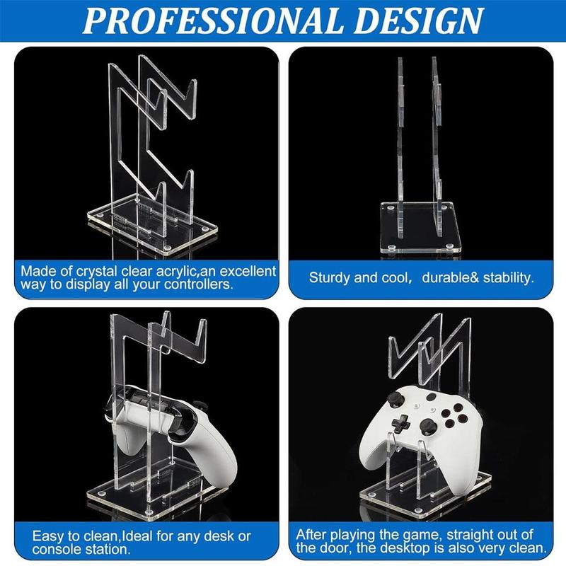 Game Controller Holder, 1 Count 2 Tiers Universal Dual Controller Stand, Headphone Holder, Acrylic Clear Controller Display Stand, Detachable Gamepad Desktop Stand [without Game Controller]