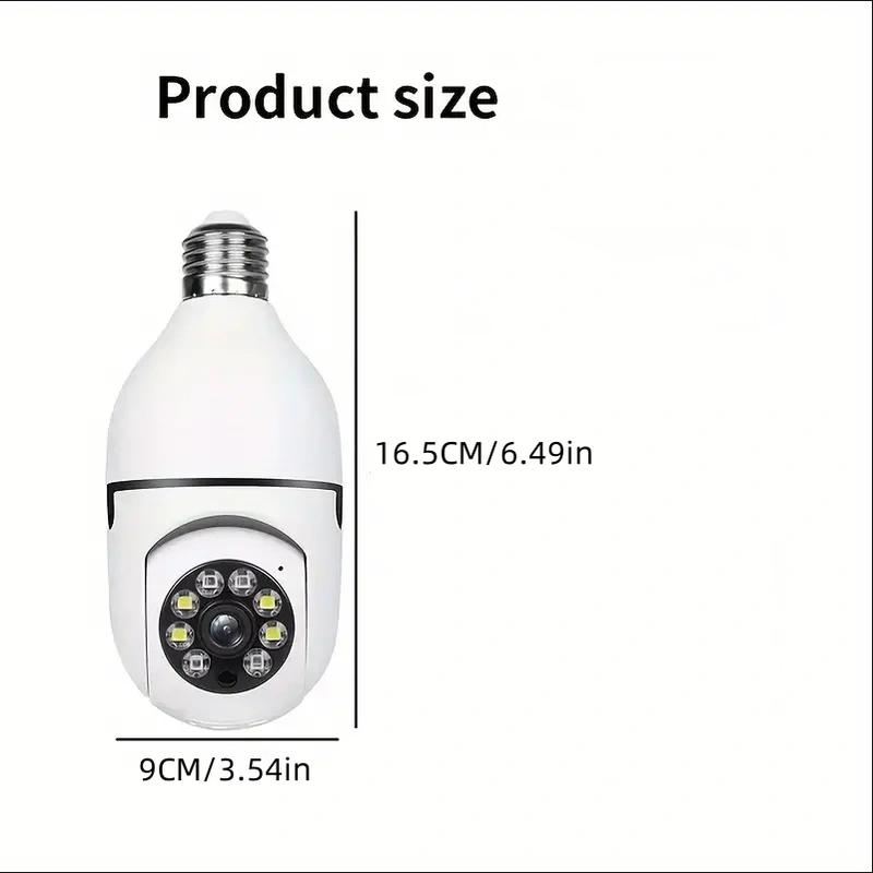 E27 Bulb Monitor Light suitable for outdoor, surveillance camera, easy installation, with motion tracking alarm, color night vision, two-way audio.