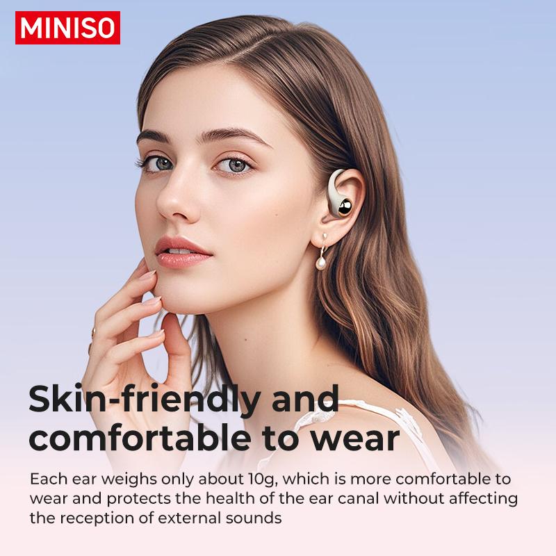 MINISO X81 Open-Ear Wireless Bluetooth Headset - Ear-Hook Sports Earphones with Noise Reduction, Waterproof, Hi-Fi Sound, and Stylish Bag Design, Featuring Mic and Air Conduction Audio Technology