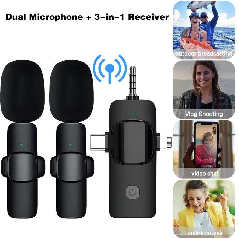 Wireless Lavalier Microphone for iPhone - Android Phone Pad Camera Laptop Audio Recording, Newest Professional 2 Pack Mini Lapel Mics for YouTube Interview Vlog Livestream Podcast