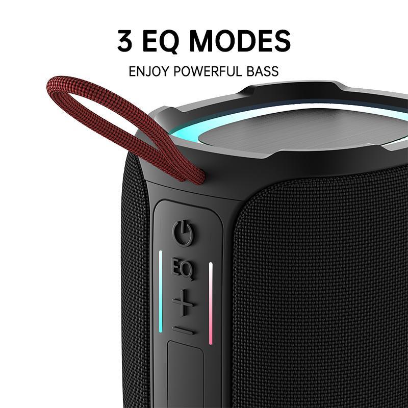 Waterproof Wireless Speaker With Color LED Lights, Portable Audio Outdoor 3D Stereo Bass Luminous Home Speaker,Outdoor Party,Camping ,Indoor Gathering