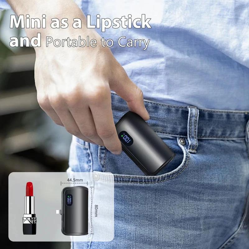 6000mAh Mini Portable Charger Power Bank with LED Display. Compatible with iPhone 15 15 Pro 15 Plus, 14 14 Pro 14 Plus Series and Android (Black).