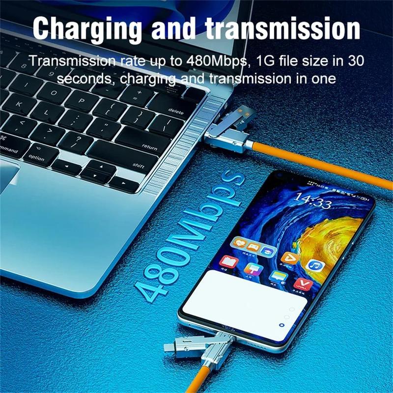 4-in-1 100W USB Type C Cable, PD 100W Fast Charging Data Cable, Mobile Phone Accessories for iPhone 11 12 13 14 15 Pro Max Samsung S24