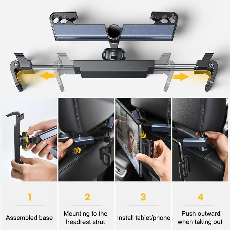 Car Seat Headrest Tablet Holder for Summer Gift, Adjustable Car Seat Tablet Mount, Retractable Smartphone Bracket, Car Interior Cellphone Stand, Tablet & Mobile Devices Holder for Car, Car Accessories