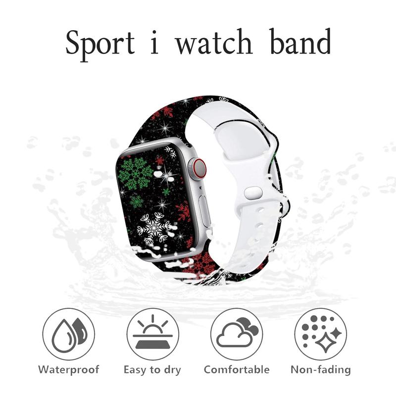 Christmas Silicone Watch Band, 1 Count Durable Sports Replacement Band, Fashionable Watch Band for Apple Watch, Wearable Accessories