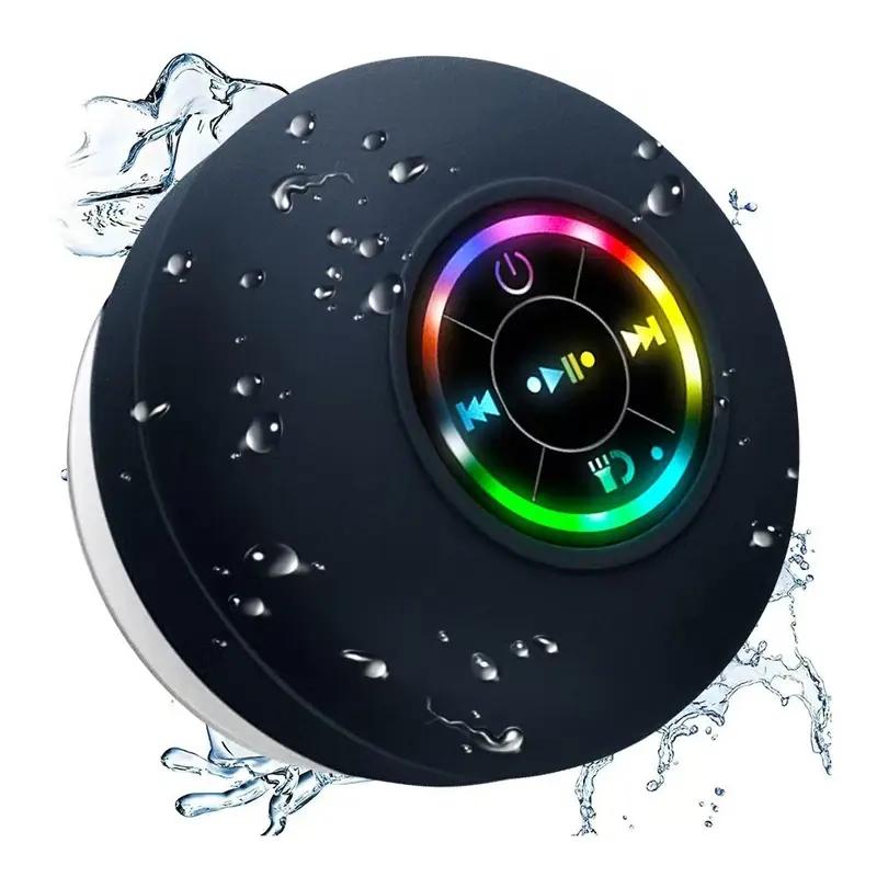 Mini Bluetooth Shower Speaker with LED light, Portable IPX4 Waterproof, Hands-Free Speakerphone. Rechargeable Using Micro USB, Wireless Stereo for Beach, Shower & Home