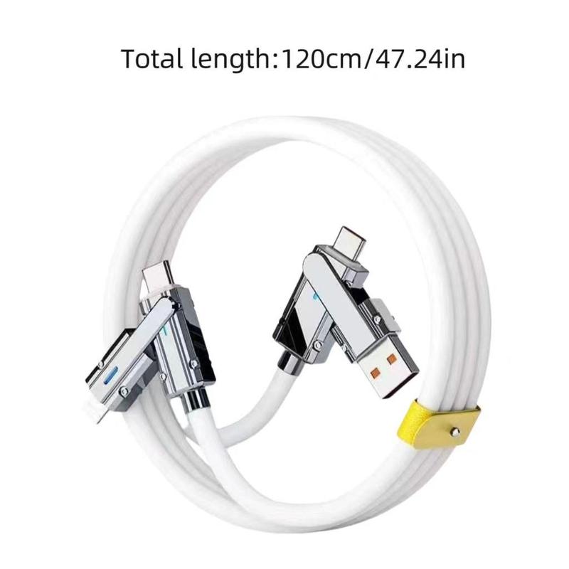 4-in-1 100W USB Type C Cable, PD 100W Fast Charging Data Cable, Mobile Phone Accessories for iPhone 11 12 13 14 15 Pro Max Samsung S24