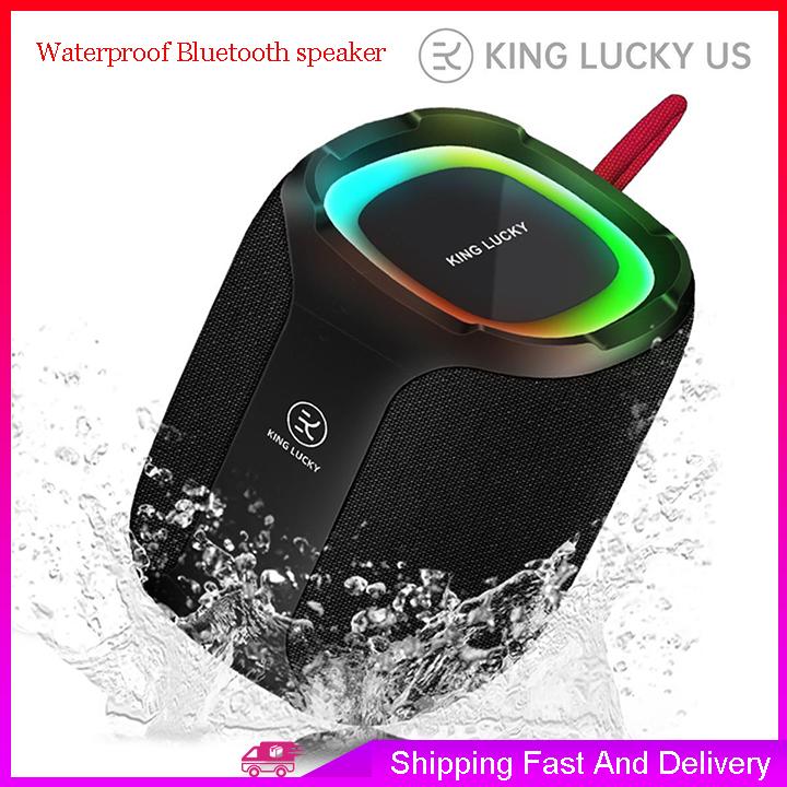 Waterproof Wireless Speaker With Color LED Lights, Portable Audio Outdoor 3D Stereo Bass Luminous Home Speaker,Outdoor Party,Camping ,Indoor Gathering