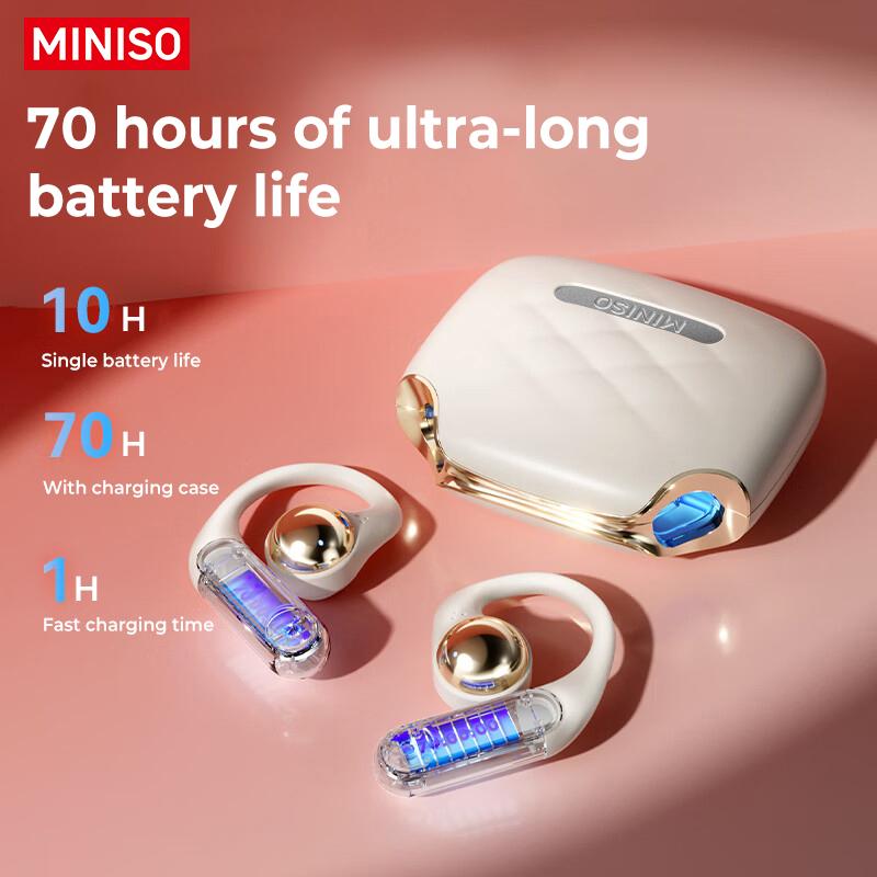 MINISO X81 Open-Ear Wireless Bluetooth Headset - Ear-Hook Sports Earphones with Noise Reduction, Waterproof, Hi-Fi Sound, and Stylish Bag Design, Featuring Mic and Air Conduction Audio Technology