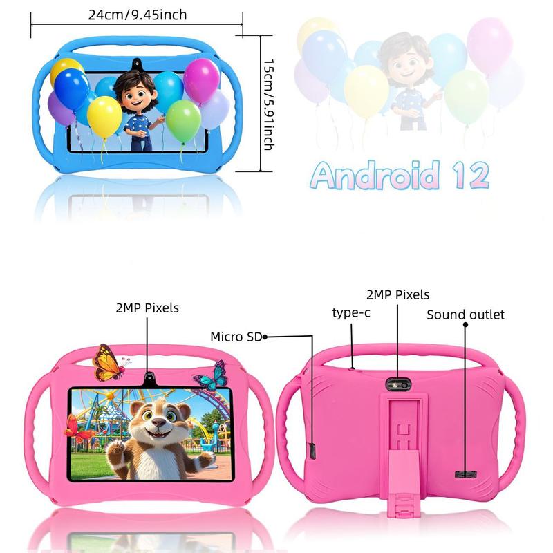 Android Tablet, 7 Inch 1 Count Portable Tablet with Protective Case, Learning Tablet, Parental Control Tablet, Best Christmas Gift