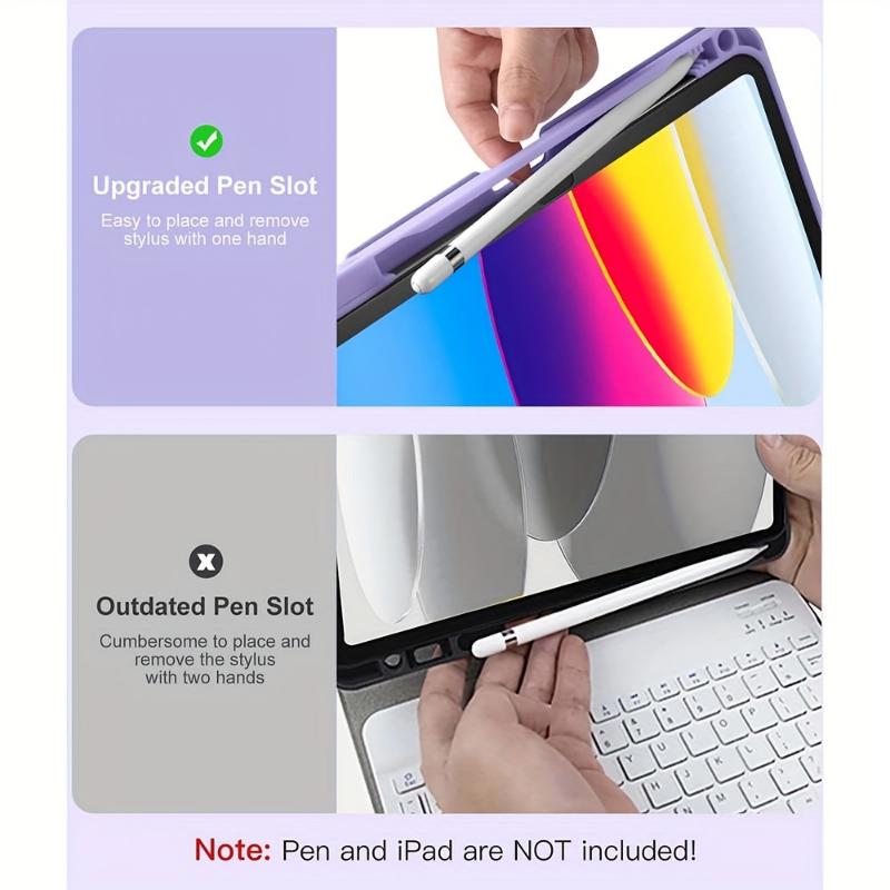 For iPad 10th Generation Case with Keyboard 10.9 Inch - 7 Colors Backlit Wireless Detachable Folio Keyboard Cover with Pencil Holder for New iPad 10th Gen 2022 (Purple)