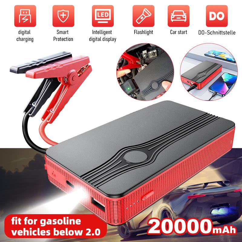 Car Battery Jump Starter 20000mAh Car Jump Starter Booster Jumper Box Power Bank Battery Charger Portable, 10000 Lumens Emergency LED Light, Outdoor Camping