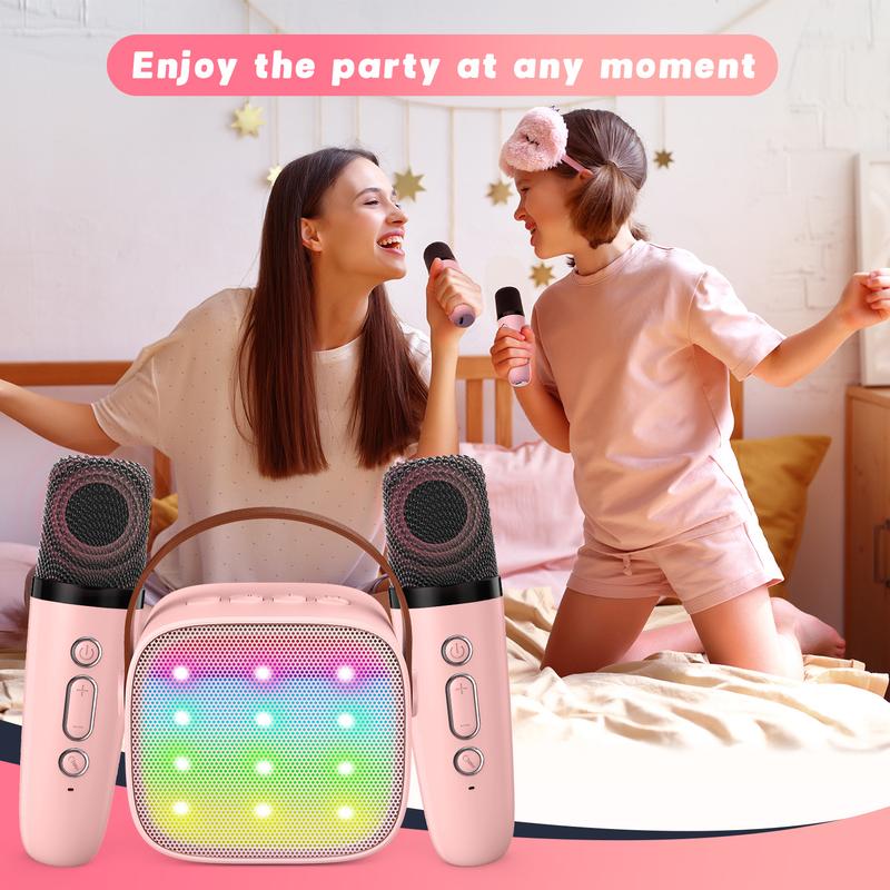 TICTIKY Mini Karaoke Machine for Kids Adults, Portable Bluetooth Speaker with 2 Wireless Microphones,5 Sound Modes for Girls Boys Home Party Birthday Gift