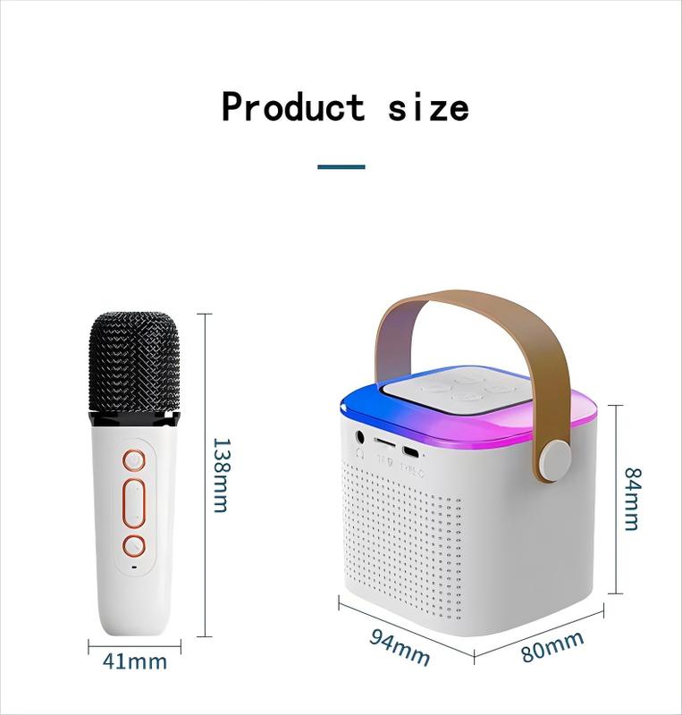 Portable Wireless Karaoke Speaker with Microphone, HIFI Stereo Sound Subwoofers, KTV Speaker Subwoofer with RGB Colorful LED Lights, Karaoke Machine Sound System for Outdoor Sports Travel, Audio Device