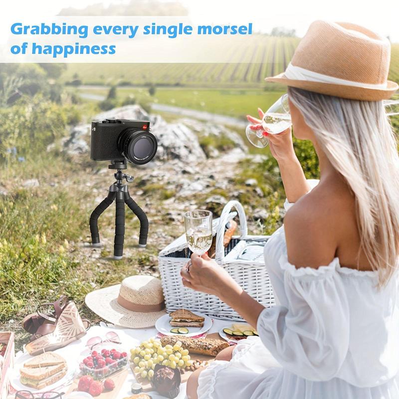 Mobile Phone Holder, Camera Stand, Folding Stand with 360° Rotating Ball Head Suitable for iPhone, Mobile Phones, Cameras