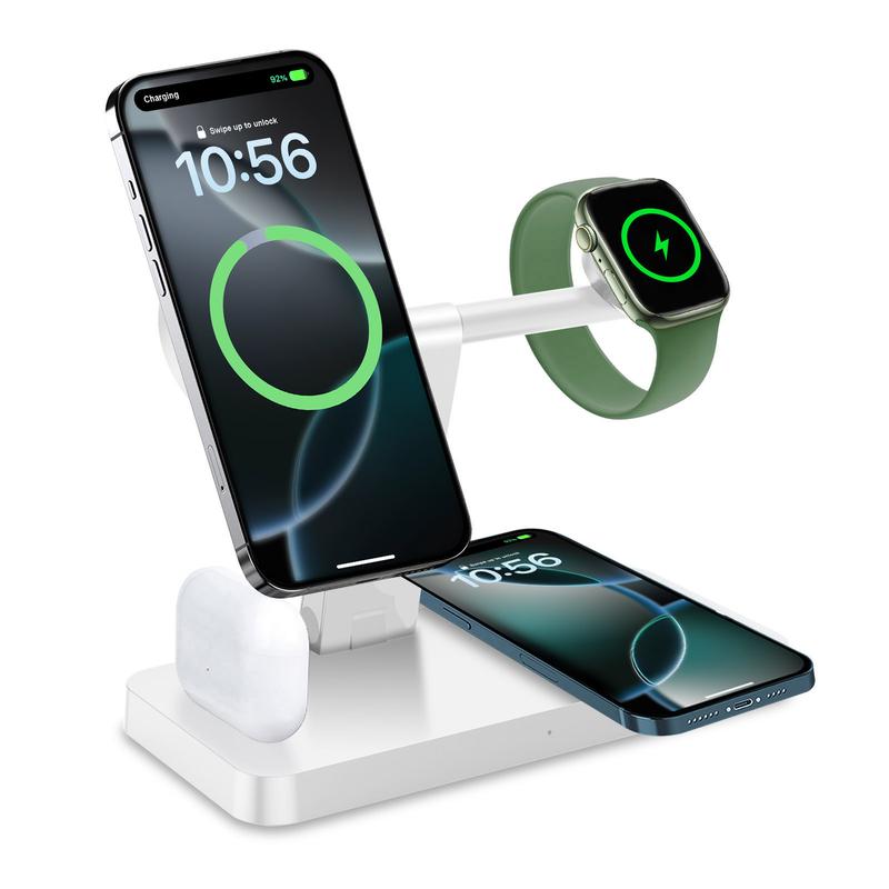 4-in-1 Wireless Charger Station, Foldable Magnetic Travel Charger for Apple Watch, Multifunctional Wireless Charger for iPhone 16 15 14 13 12 Series & AirPods