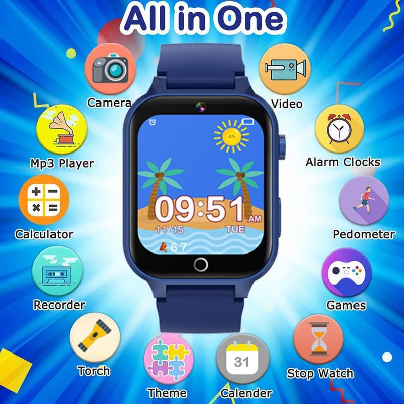 Multifunctional Children Smart Watch, HD Touch Screen Digital Watch with 26 Puzzle Games, Birthday Gifts for Children 3-12 Years