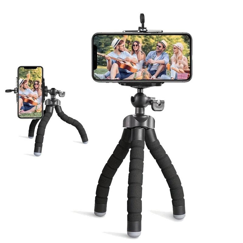 Mobile Phone Holder, Camera Stand, Folding Stand with 360° Rotating Ball Head Suitable for iPhone, Mobile Phones, Cameras