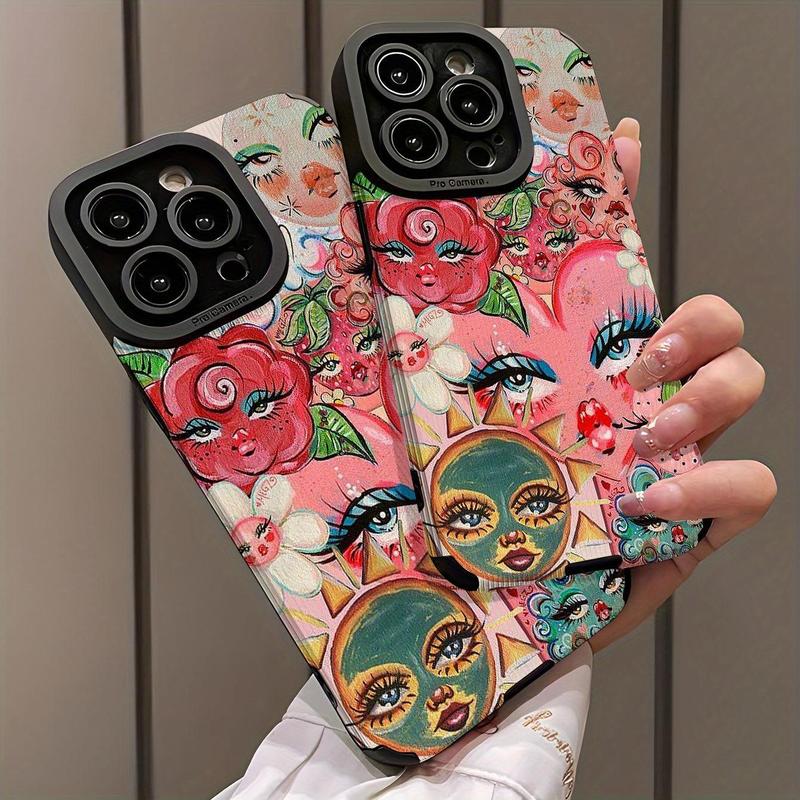 Fashion Art Pattern Phone Case, Shockproof Phone Protective Cover, Phone Accessory Compatible with iPhone 16 15 14 13 12 11 Pro Max