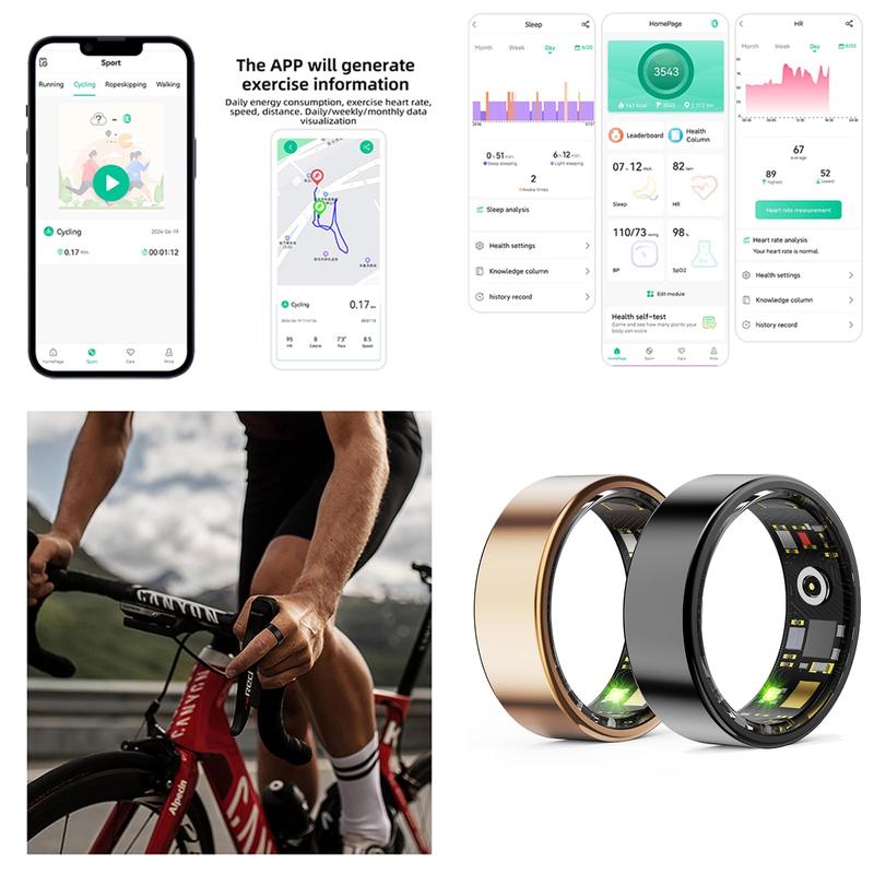 PIIY New2.0 Smart Ring(Free Shipping),Health Tracker for Women&Men,IP68 Waterproof Fitness Tracker,Long-lasting Battery Life Activity & Sleep Tracker Heart Rate Monitor Add Friends Remote Camera,Smart Wearables Rings for Gift,Compatible with iOS&Android