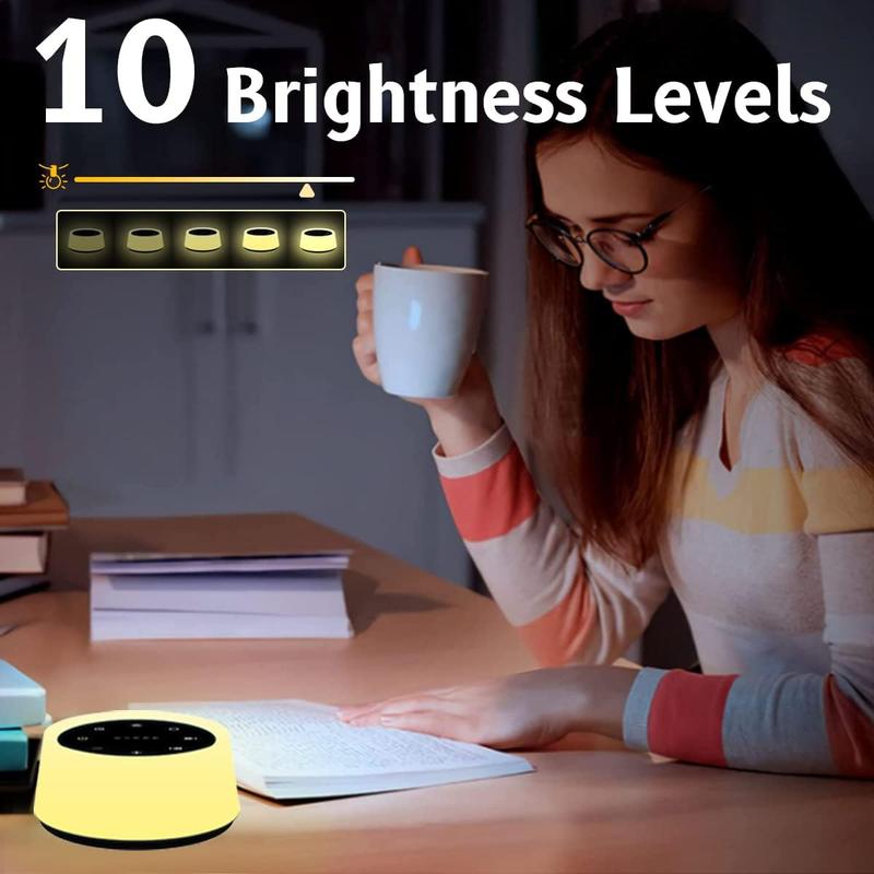 Sound Machine and White Noise Machine with 30 Soothing Sounds with 12 Colors  Night Light with Memory Function (Black)