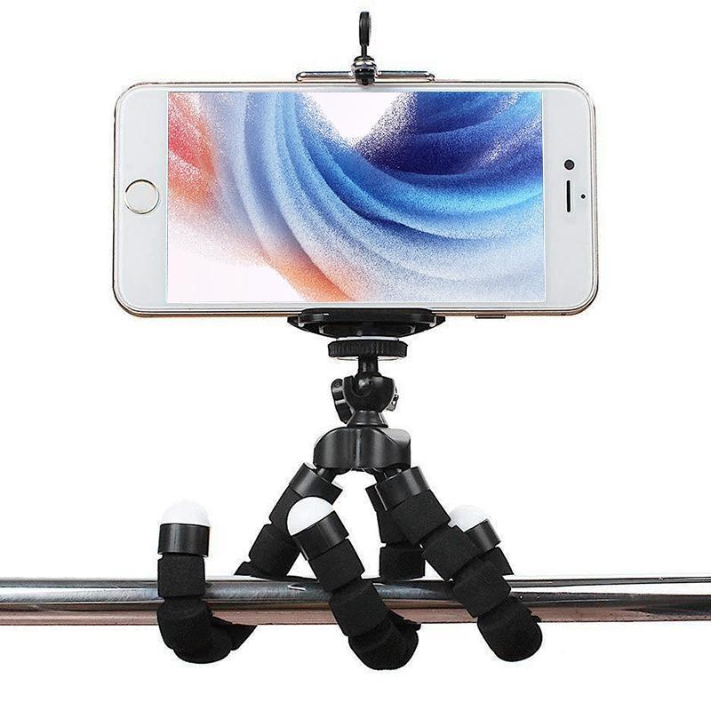 Portable Desktop Phone Tripod Holder for iPhone, Mini Tripod Digital Camera Mobile Phone Stand, Flexible Grip Selfie Stick Tripod Stand