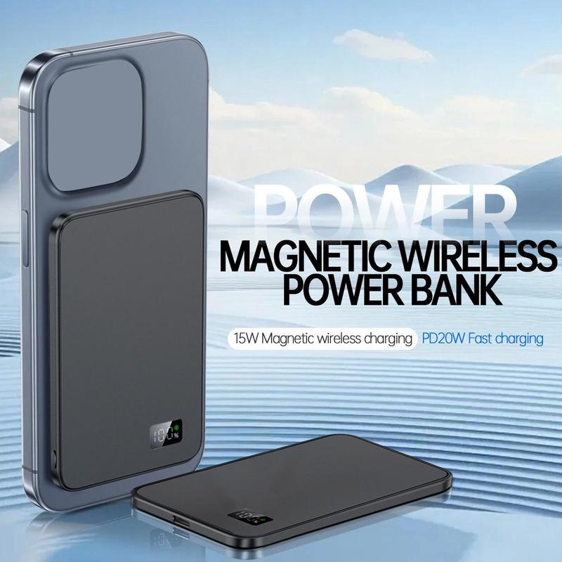 3 in 1 10000mAh Magnetic Wireless Charger Power Bank, 1 Count Portable Charger Magnetic Wireless Charging Bank, Multifunctional Wireless Charging Bank for iPhone Charger, Watch & Earphone, Stocking Fillers Gift, Wireless Powerbank, Men Gifts