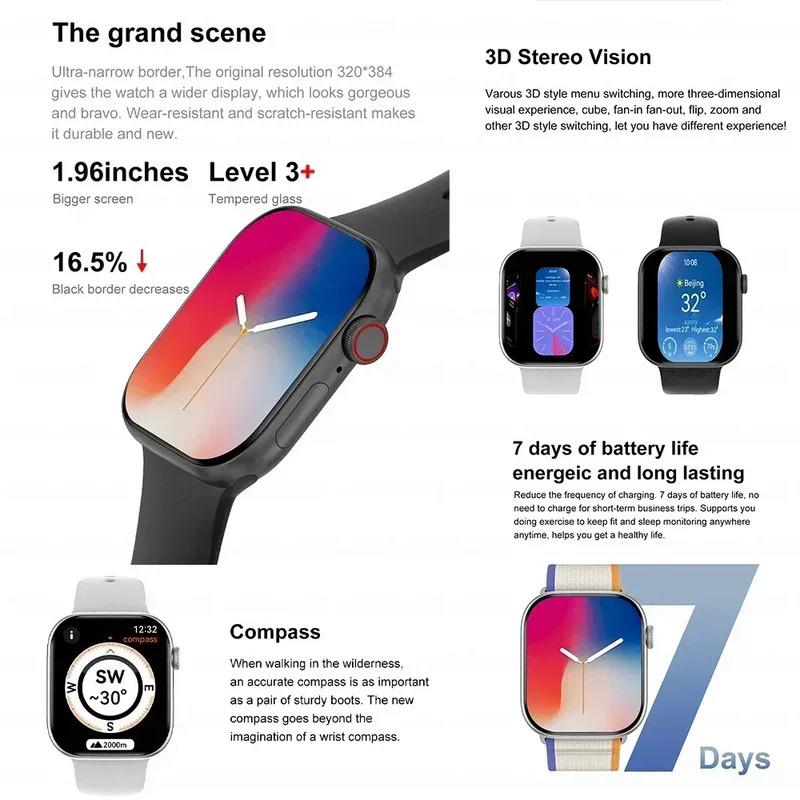 2024 New For Apple DT Watch 10 Smart Watch Men HD AMOLED 4GB Memory Music 3D Surround Bluetooth Call Waterproof Smartwatch Woman