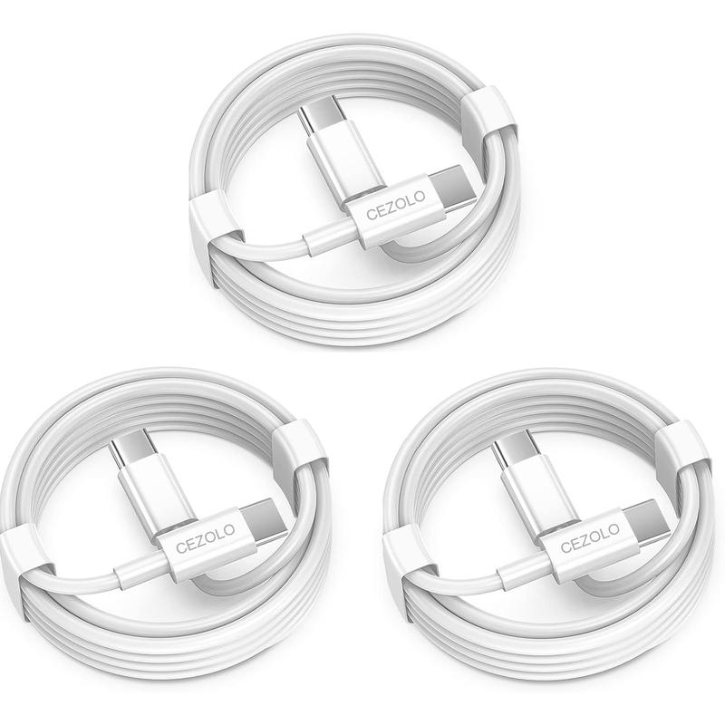 3PCS USB C to USB C Cable,iPhone 15 Charger Cord 6ft,60W Long Type C Fast Charging Cable for Apple iPhone 15 Pro Pro Max Plus, iPad Pro, Air5, MacBook Air, Samsung Galaxy,Android