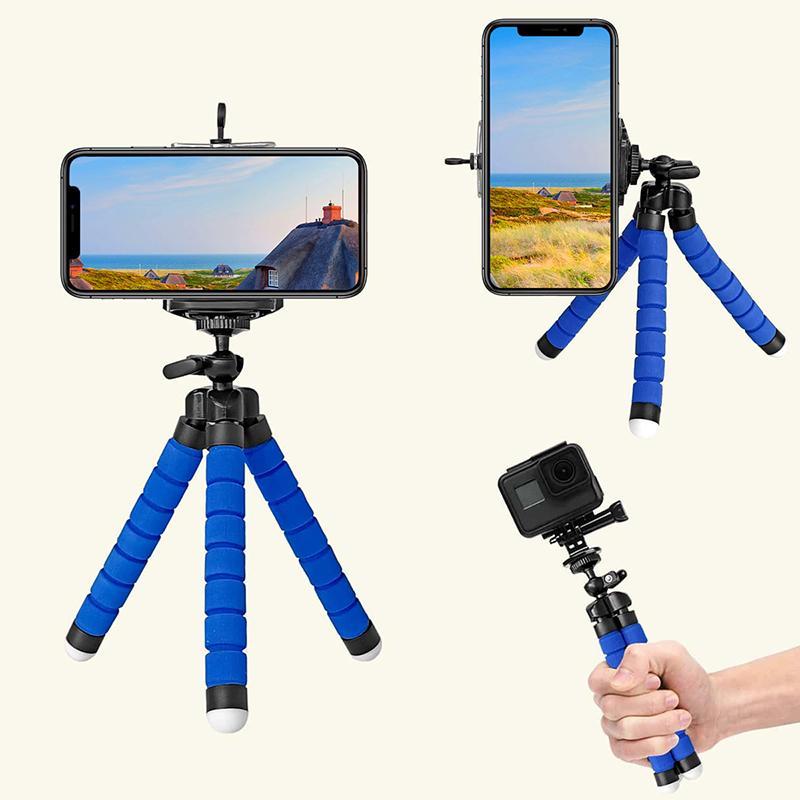 Portable Desktop Phone Tripod Holder for iPhone, Mini Tripod Digital Camera Mobile Phone Stand, Flexible Grip Selfie Stick Tripod Stand