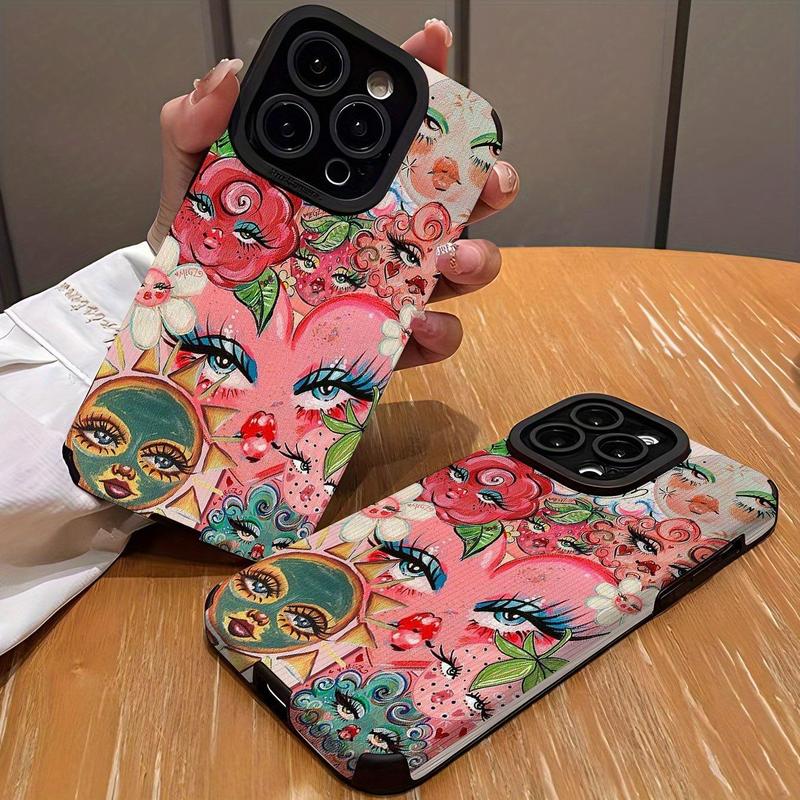 Fashion Art Pattern Phone Case, Shockproof Phone Protective Cover, Phone Accessory Compatible with iPhone 16 15 14 13 12 11 Pro Max