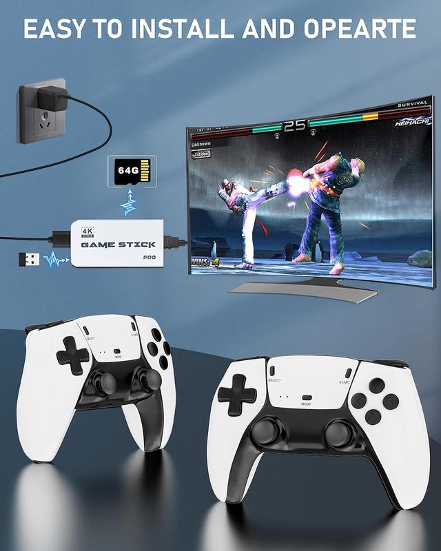 [flash sale] 20000+ Games Wireless Retro Game Stick, Vintage Game Stick HD Output System Built in 23 Emulators Plug and Play Video Game Consoles with 2.4G Wireless Controllers,64GB TF Card for All of Ages