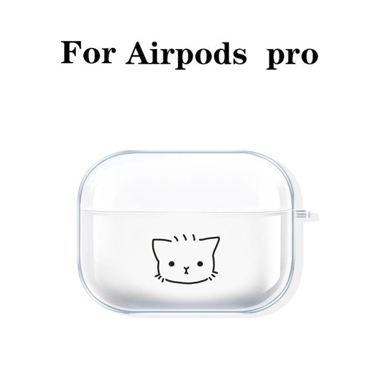 Cute Cat Face Pattern Transparent Protective Case, 1 Count Earphone Case Compatible with AirPods 1 2, AirPods 3, AirPods Pro, High Quality Durable TPU Case