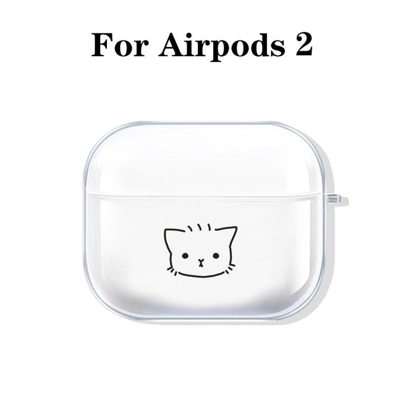 Cute Cat Face Pattern Transparent Protective Case, 1 Count Earphone Case Compatible with AirPods 1 2, AirPods 3, AirPods Pro, High Quality Durable TPU Case