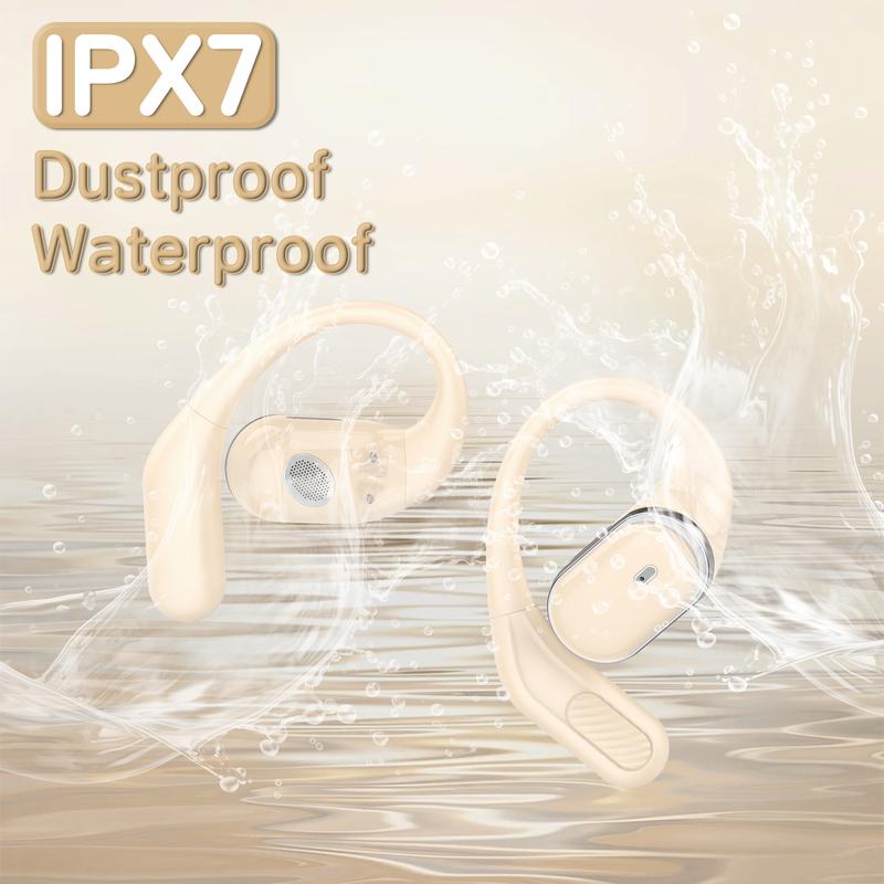 Open Ear Bluetooth Headphones - 60 Hours Playtime, IPX7 Waterproof, Bluetooth 5.4, Touch Control, Air Conduction Sport Earbuds with Earhooks