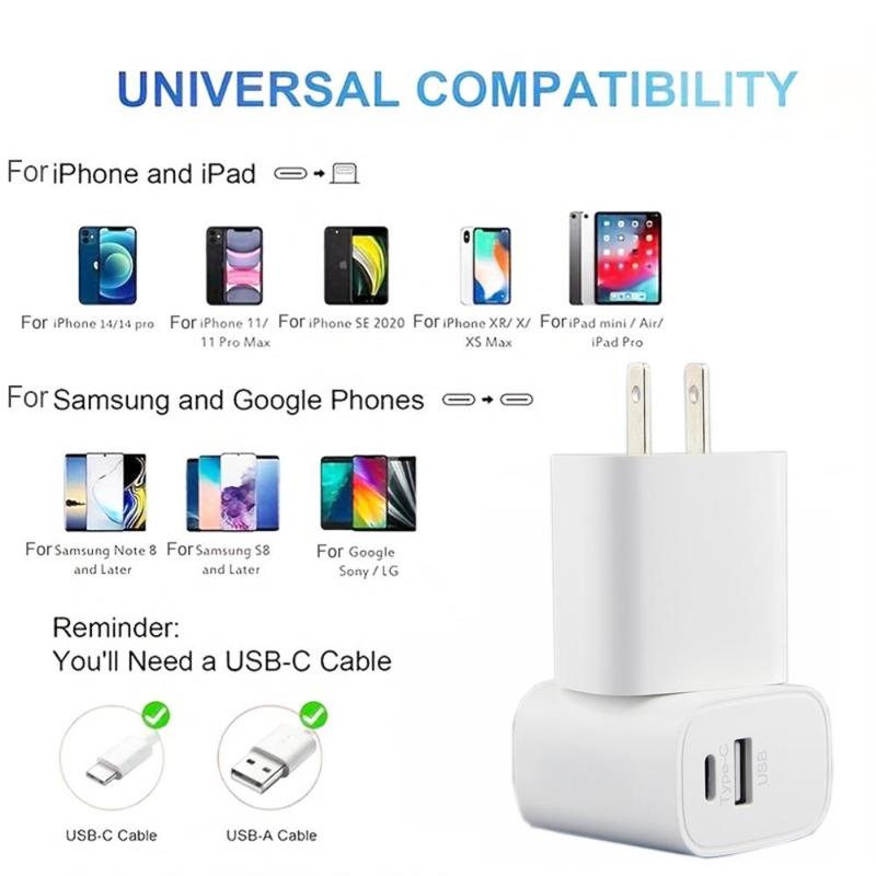 Fall 20W USB C Fast Charger for Summer Gift, Portable Charger, Universal Dual Port Fast Charging 20W Adapter, Portable Chargers, Cell Phone Charger for iPhone Samsung, Android, Tablet