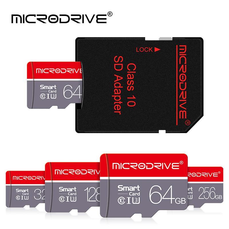 MicroDrive Micro TF SD Card, 1 Count High Speed Transmission Memory Card with Class 10 SD Adapter, 8GB 16GB 32GB 64GB 128GB 256GB Memory Card for Camera, Phone, Computer